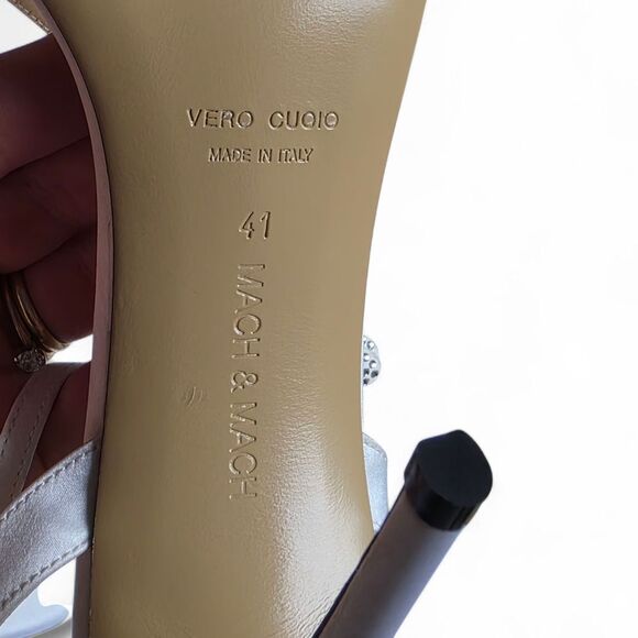 MACH & MACH Wonder Tulip Petite Satin Sandal in White 41 Italian - Picture 9 of 16